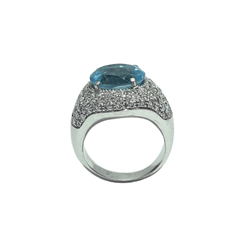 Bague 55 Bague en or blanc, aigue-marine et diamants 1,6 ct 58 Facettes 250215