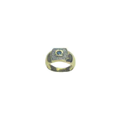 Bague Bague plateau en or jaune 18 carats pierre bleue 58 Facettes 250197
