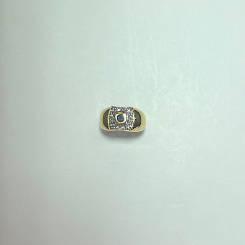 Bague Bague plateau en or jaune 18 carats pierre bleue 58 Facettes 250197