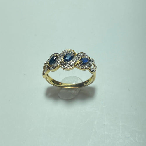 Bague Bague trilogie saphir et diamants en or jaune 58 Facettes 250196