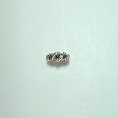 Bague Bague trilogie saphir et diamants en or jaune 58 Facettes 250196