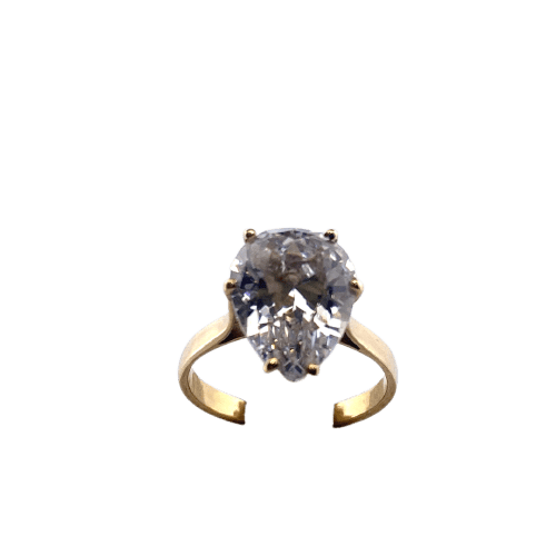 Bague Bague - Pierre centrale taille poire en or jaune 58 Facettes 250164