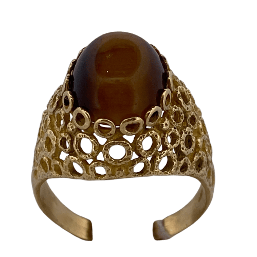 Bague Bague - Pierre ovale en or jaune 18 carats 58 Facettes 250188
