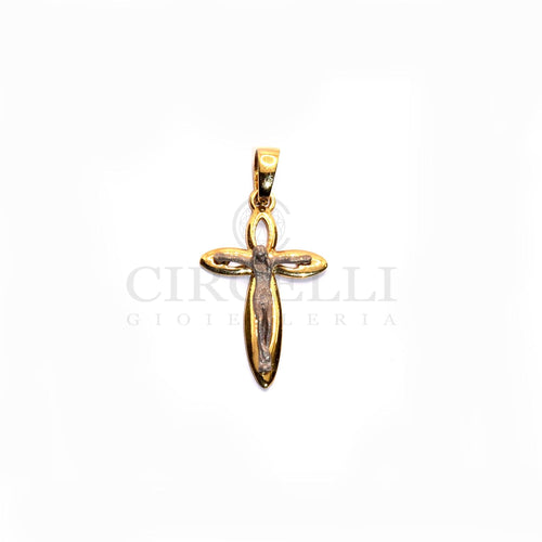 Pendentif Pendentif croix bicolore en or 18 carats 58 Facettes 47298101