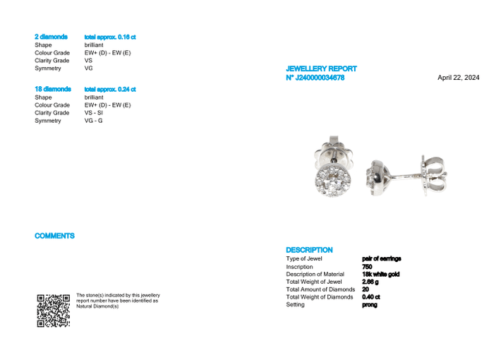 Boucles d'oreilles Jennifer HRD Antwerp - Boucles d'oreilles en or 18k et diamants 58 Facettes