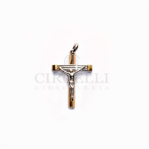 Pendentif Pendentif croix bicolore en or 18 carats 58 Facettes 47298187