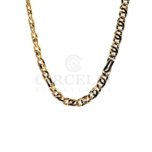Two-tone necklace - 18k gold flat chain 50 cm 
