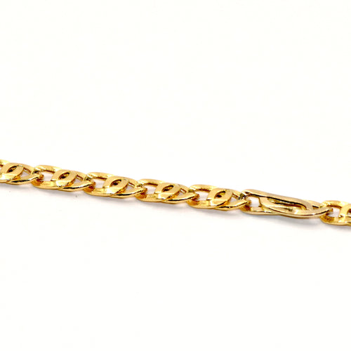 Two-tone necklace - 18k gold flat chain 50 cm 