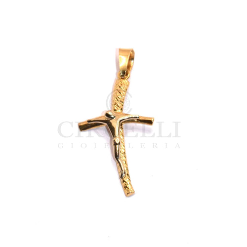 Pendentif Pendentif croix stylisée avec Christ en or jaune 18 carats 58 Facettes NG00GB11A00BA