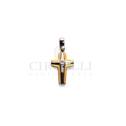 Pendentif Croix bicolore - Pendentif en or 18 carats et diamant 58 Facettes 47297999