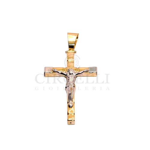 Pendentif Pendentif croix bicolore avec Christ en or 18 carats 58 Facettes 47210097