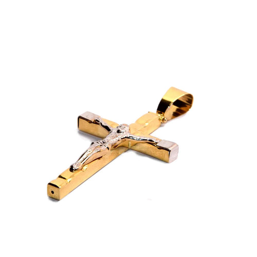Pendentif Pendentif croix bicolore avec Christ en or 18 carats 58 Facettes 47210097