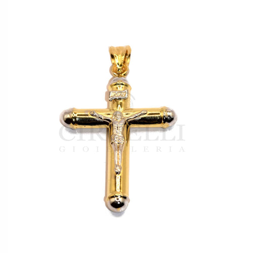 Pendentif Pendentif croix bicolore avec Christ en or 18 carats 58 Facettes 93483087