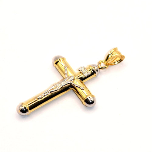 Pendentif Pendentif croix bicolore avec Christ en or 18 carats 58 Facettes 93483087