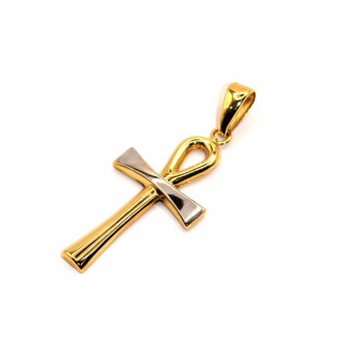 Pendentif Pendentif croix égyptienne bicolore en or 18 carats 58 Facettes 93483025