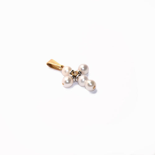 Pendentif Pendentif croix en or 18 carats, perles et diamant 58 Facettes 47298040
