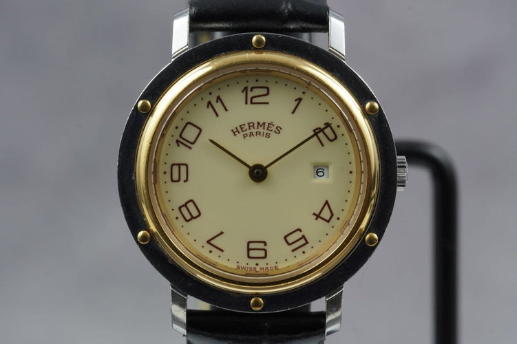Montre Hermès Clipper - Montre en acier, cadran noir 58 Facettes TOT-11228