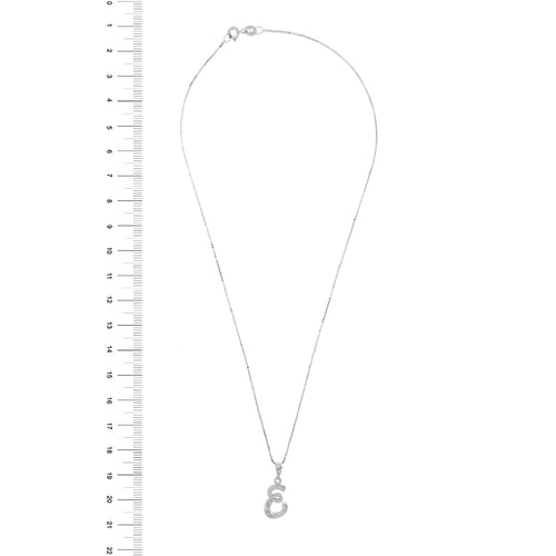 Collier Collier - Chaîne maille vénitienne en or blanc 18 ct, pendentif E et diamants 58 Facettes 32048
