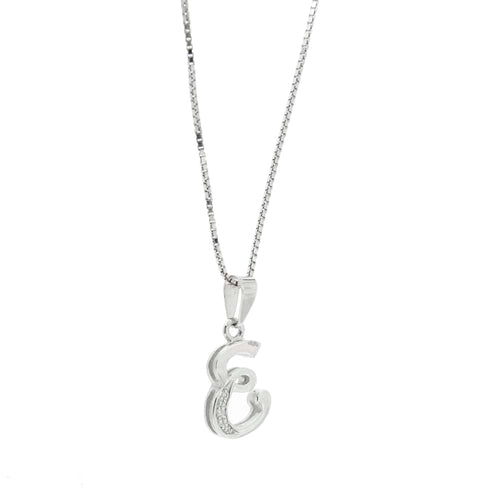 Collier Collier - Chaîne maille vénitienne en or blanc 18 ct, pendentif E et diamants 58 Facettes 32048
