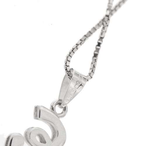 Collier Collier - Chaîne maille vénitienne en or blanc 18 ct, pendentif E et diamants 58 Facettes 32048