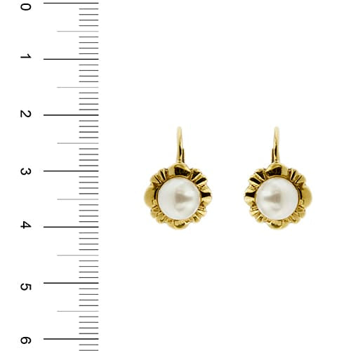 Boucles d'oreilles Boucles d’oreilles fleur à dormeuses en or jaune 18 ct avec perles 58 Facettes 38383