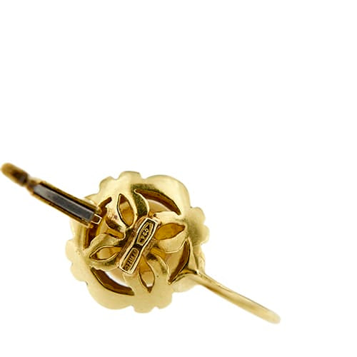 Boucles d'oreilles Boucles d’oreilles fleur à dormeuses en or jaune 18 ct avec perles 58 Facettes 38383