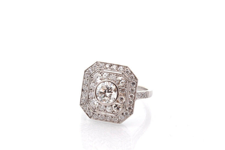 Bague 54 Bague en platine avec diamant 0,89 ct et diamants 58 Facettes 27860-27579