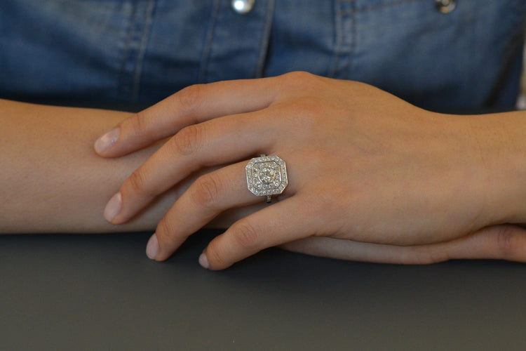 Bague 54 Bague en platine avec diamant 0,89 ct et diamants 58 Facettes 27860-27579