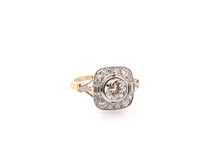 Bague 53.5 Bague Art déco en or 18k et platine avec diamants 58 Facettes 27847-27609