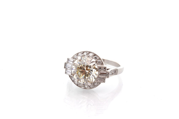 Bague 53.5 Bague diamant 3,42 ct K/VS1 en platine 58 Facettes 27866-27559dv