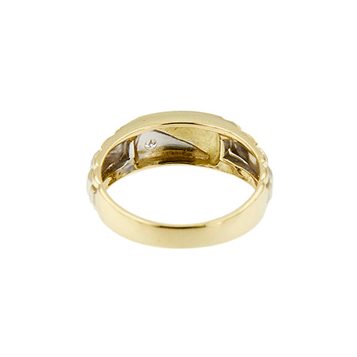 Bague Bague homme bandeau en or jaune et blanc 18 ct avec diamant 58 Facettes 37690