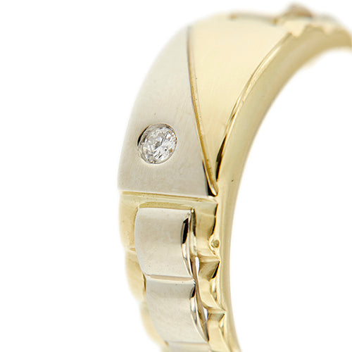 Bague Bague homme bandeau en or jaune et blanc 18 ct avec diamant 58 Facettes 37690