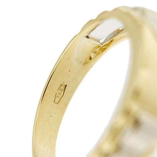 Bague Bague homme bandeau en or jaune et blanc 18 ct avec diamant 58 Facettes 37690