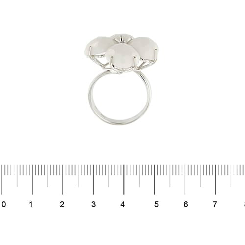 Bague Bague fleur en or blanc 18 ct avec onyx blanc 58 Facettes 37093