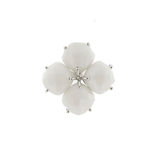 Bague Bague fleur en or blanc 18 ct avec onyx blanc 58 Facettes 37093