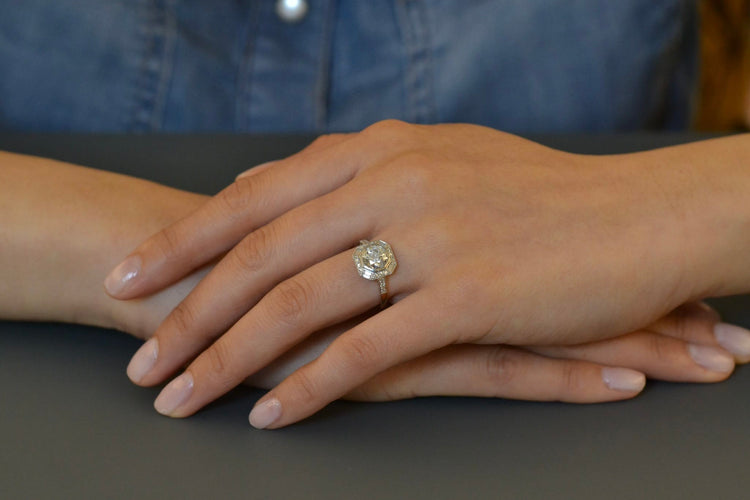 Bague 53 Bague Art déco en platine et or 18k, diamants 1,40 ct 58 Facettes 27849-27136B