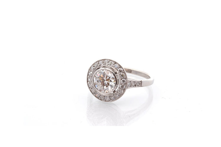 Bague 54 Bague diamant 1,20 ct F/SI1 en platine 58 Facettes 27856-27535