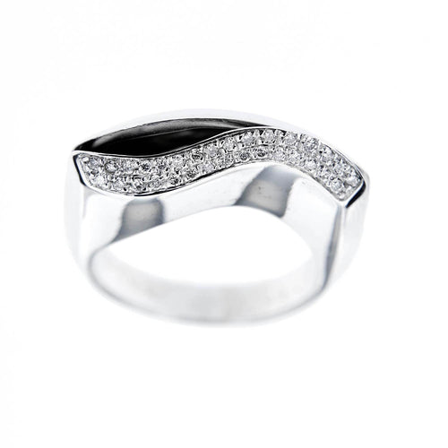 Bague 56 Bague en or blanc 18 ct à diamants taille brillant 58 Facettes 26314