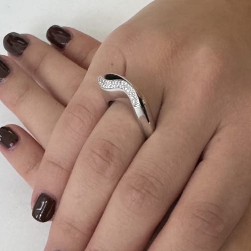 Bague 56 Bague en or blanc 18 ct à diamants taille brillant 58 Facettes 26314