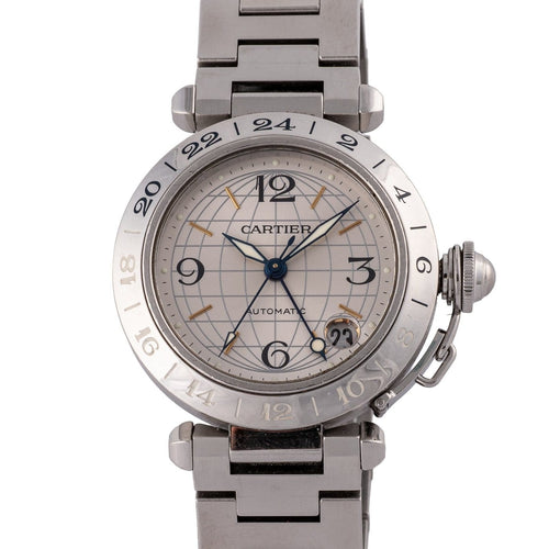 Montre Cartier Pasha GMT - Montre en acier 58 Facettes TOT-02314