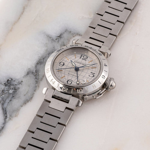 Montre Cartier Pasha GMT - Montre en acier 58 Facettes TOT-02314