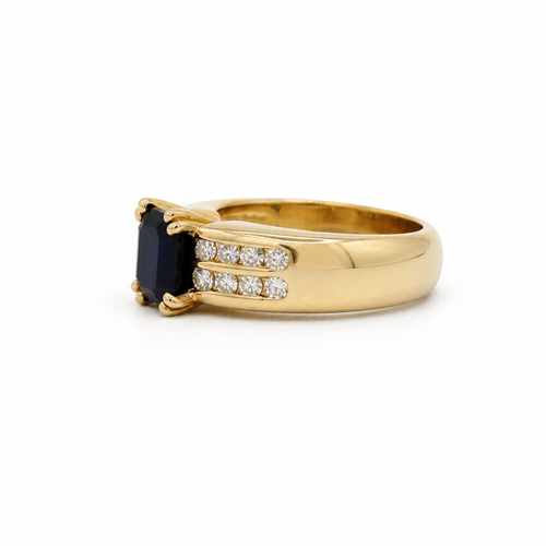 53 Vintage ring i gult guld, safir og diamanter 58 Facettes 1.0002147/1