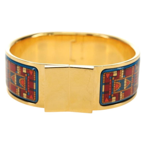 Hermès Zatrzask - metalowa bransoletka bangle z nadrukowaną emalią 58 Facettes q8b78hsd8k