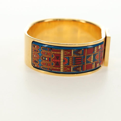 Hermès Zatrzask - metalowa bransoletka bangle z nadrukowaną emalią 58 Facettes q8b78hsd8k