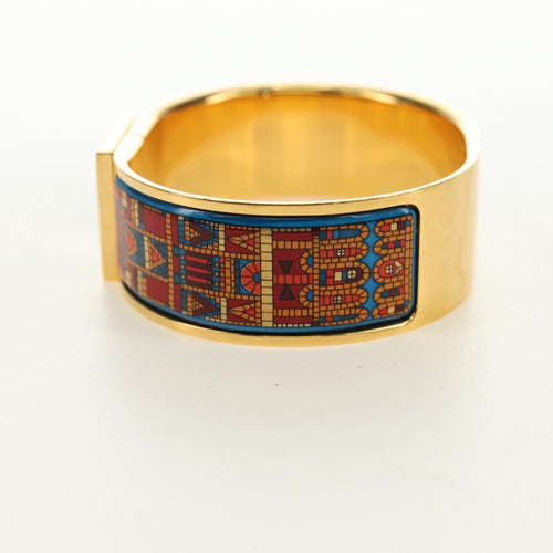 Hermès Zatrzask - metalowa bransoletka bangle z nadrukowaną emalią 58 Facettes q8b78hsd8k