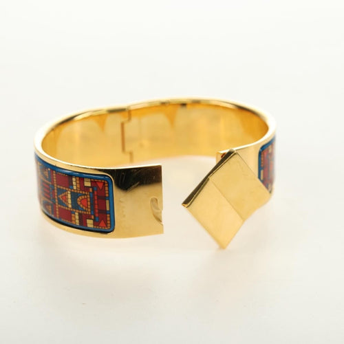 Hermès Zatrzask - metalowa bransoletka bangle z nadrukowaną emalią 58 Facettes q8b78hsd8k