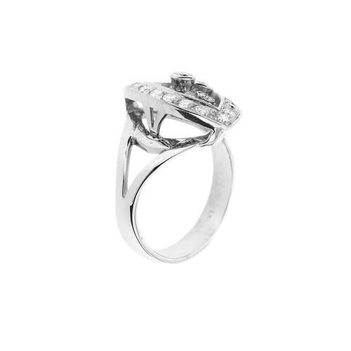 Bague 53 Bague triangulaire - Diamants en or blanc 18 ct 58 Facettes 30674