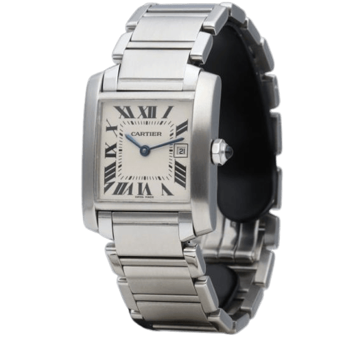 Cartier Tank Française - Orologio in acciaio 58 Facettes MT45646
