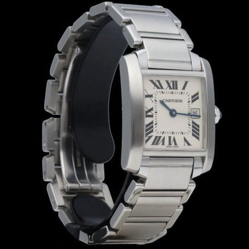 Cartier Tank Française - Orologio in acciaio 58 Facettes MT45646
