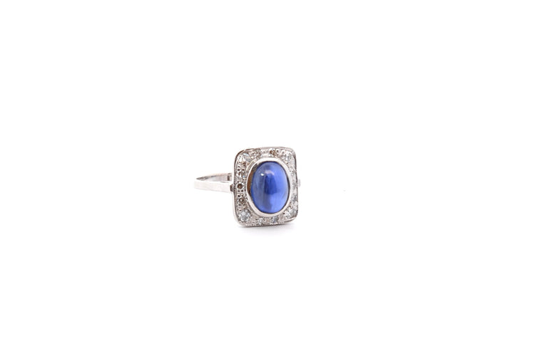 Bague 53 Bague vintage saphir cabochon et diamants 58 Facettes 25111